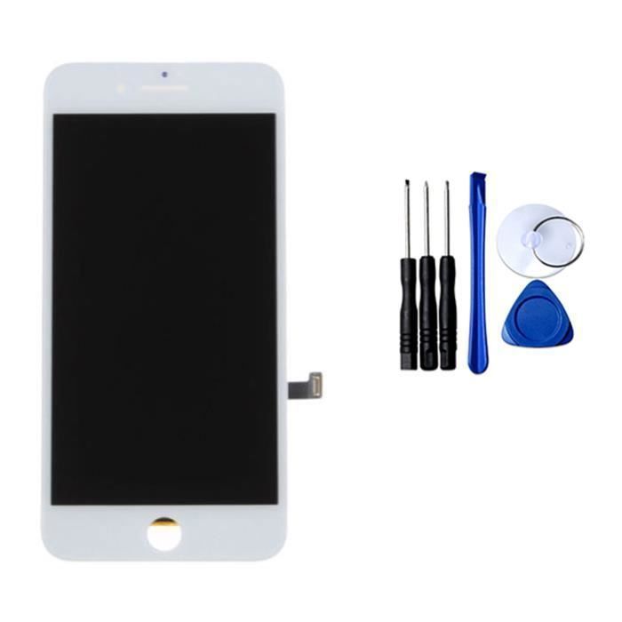VITRE TACTILE + ECRAN LCD RETINA PREMIUM POUR IPHONE 8 BLANC + VERRE TREMPE DE PROTECTION OFFERT-PEGASIA - Téléphonie