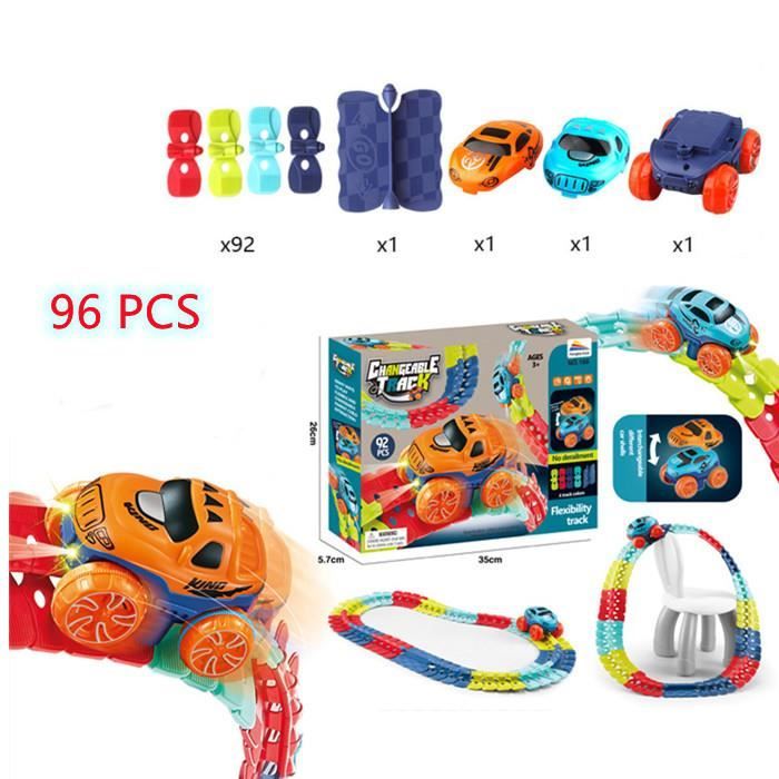 Jouet Circuit De Voiture Enfant 92 Pieces Jouet Avec 3 Jouets Voiture Lumineux Piste Flexible Circuit Voiture Enfant Cdiscount Jeux Jouets