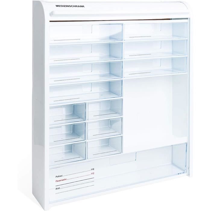 armoires à pharmacie - weinberger 06806 stores armoire sécurité enfant 14 tiroirs plastique blanc 48 x 42 10 hxbxt