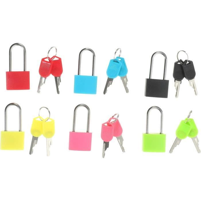 Luejnbogty Lot de 8 petits cadenas colorés avec clé pour bagages, casier de gym, pour l'extérieur, l'école, la maison A