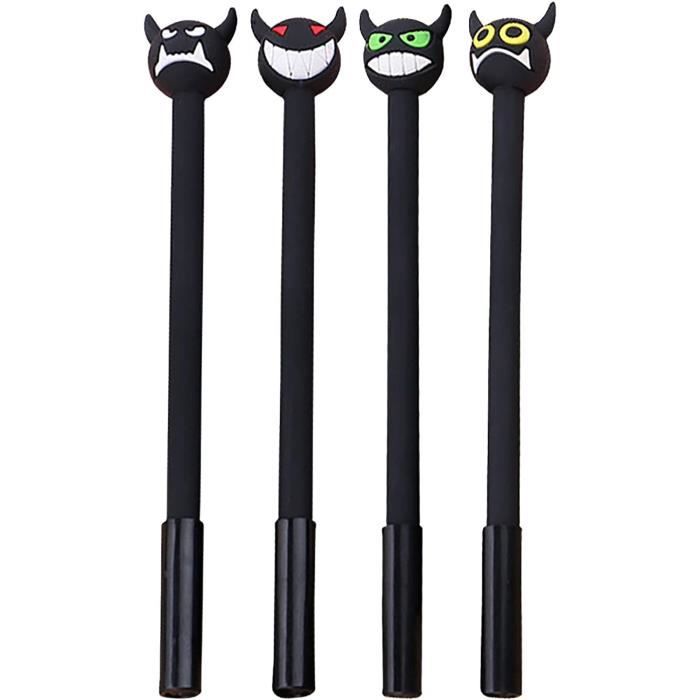 Lot De 4 Stylos Gel CEJAS Thème Halloween - Stylos Mignons Avec Pointe 0,5 Mm, Encre Noire, Design Kawaii, Pour école Ou Bureau - 10