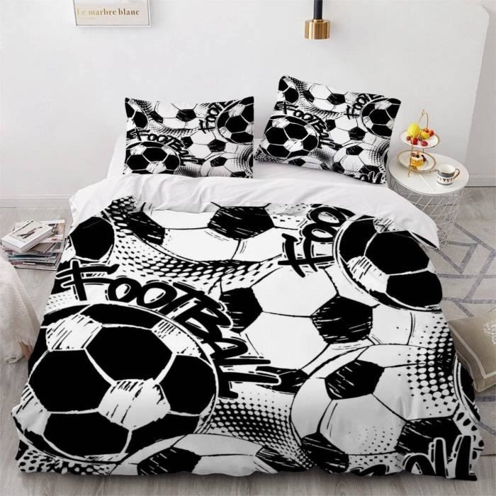 Housse De Couette 220X240 Foot Noir Et Blanc 3D Imprimé Parure De Lit 2