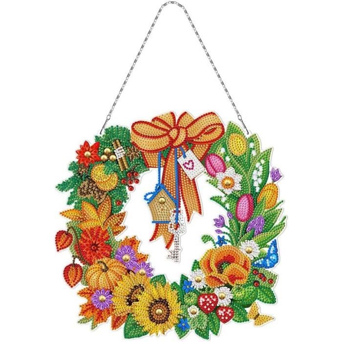 LYLIDIA Couronne De Noël Diamant Art Kits De Peinture Au Diamant De Noël Guirlande Cristal 5D