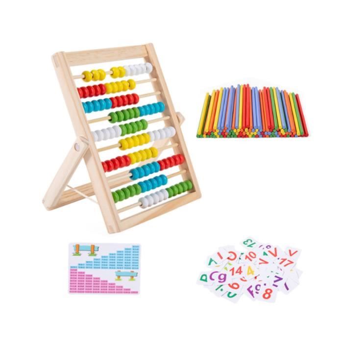 Boulier En Bois éducatif - Jeu Montessori Pour Apprendre à Compter, Additionner, Soustraire - Dès 3 Ans