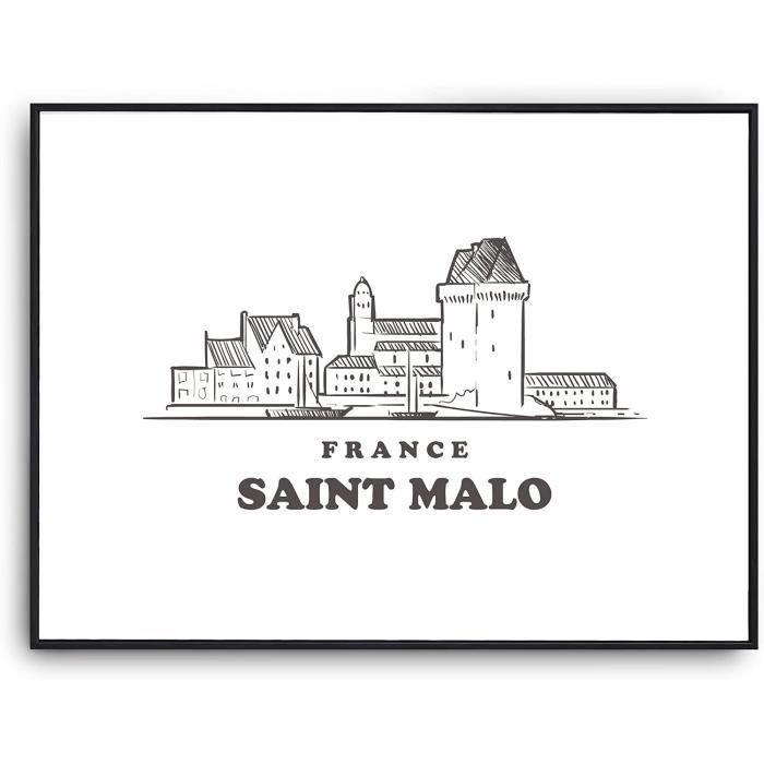 Tableau Sur Toile Vue Aérienne De Saint-Malo - Format Panoramique 120x40 Cm, Impression Haute Qualité, Livré Monté