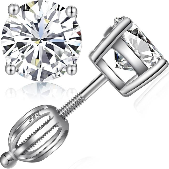 Boucles D'oreilles Puces CM Plaqué Or 5 Microns - Motif Papillon Avec Zircon Blanc