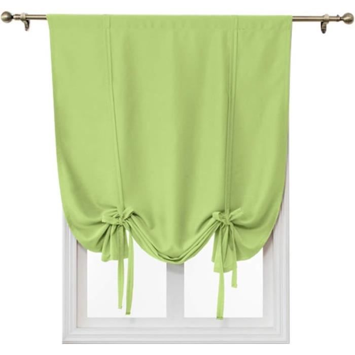 Rideau Occultant Court Pour Placard - Tissu Imitation Lin épais - Rail Adhésif Silencieux - 100x100 Cm Vert - 9