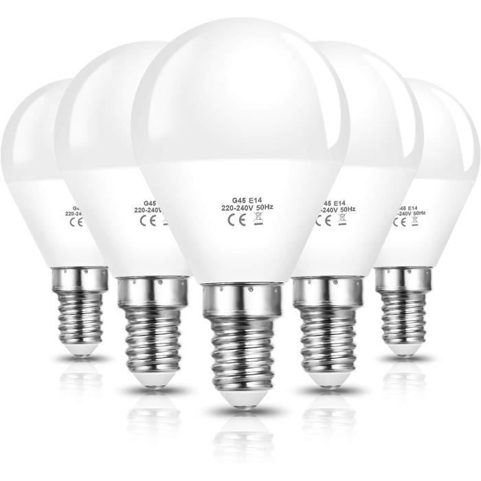 Lot De 5 Ampoules LED E14 Blanc Froid – 420 Lm, Forme Bougie, Classe F