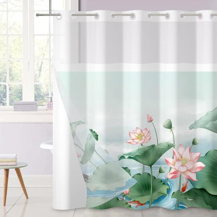 Bonhause Rideau De Douche Marbre Turquoise Et Or Abstrait Moderne