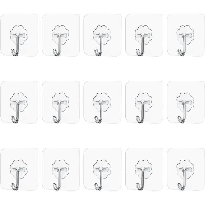 Lot De 20 Grands Crochets Muraux Adhésifs De 10 Kg (max) Réutilisables Sans Couture, Crochets Sans Clous, Imperméables Et Résistants à L'huile Pour Cuisine, Serviettes, Tasses, Spatule, Ouvre-boîte