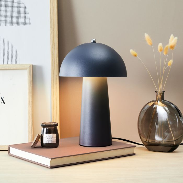 Lampe de Table - HOME DECO FACTORY - Champignon - Moderne - Gris