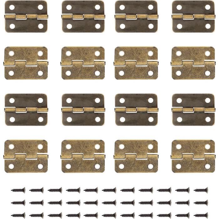 50 Pièces Petite Mini Charnières, Charnières Paumelle Connecteurs Porte Pliantes Tiroir Coffre