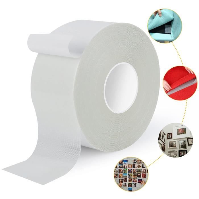 Ruban Double Face Extra Fort - 20mm X 10m, Acrylique, Imperméable, Pour Décoration Maison & Bureau