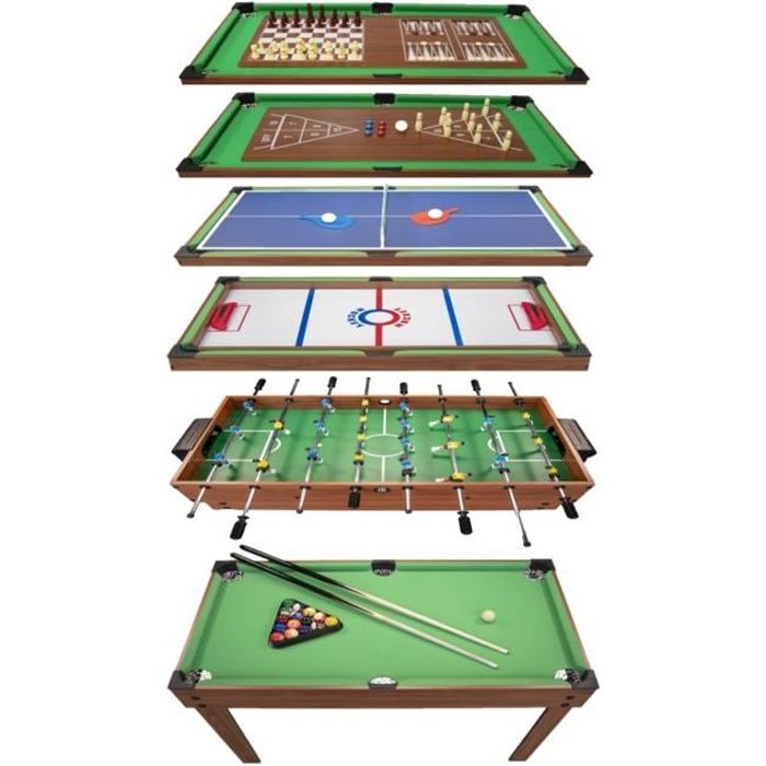 Table Multi Jeux 20 en 1 sur Pied - PLAY4FUN - Plateaux Modulables - Accessoires - 122 cm