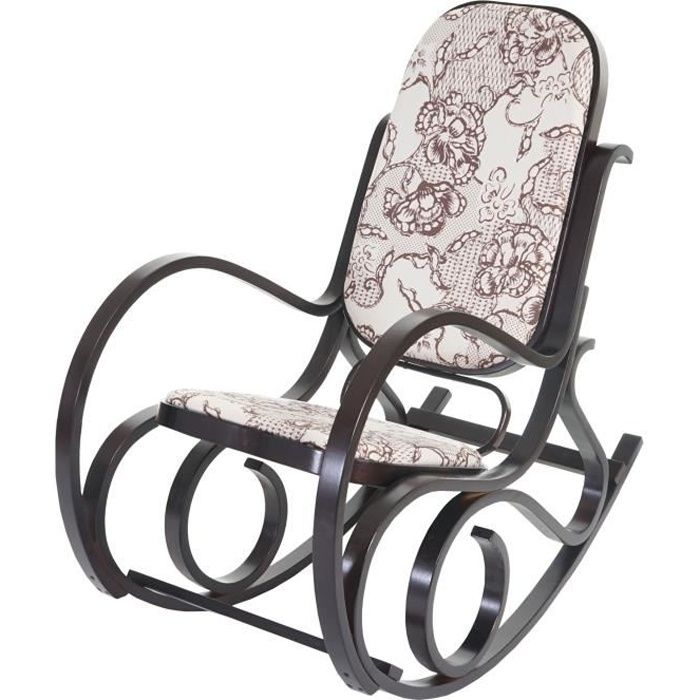 fauteuil à bascule - m41 - bois de bouleau - jacquard brun - style rétro