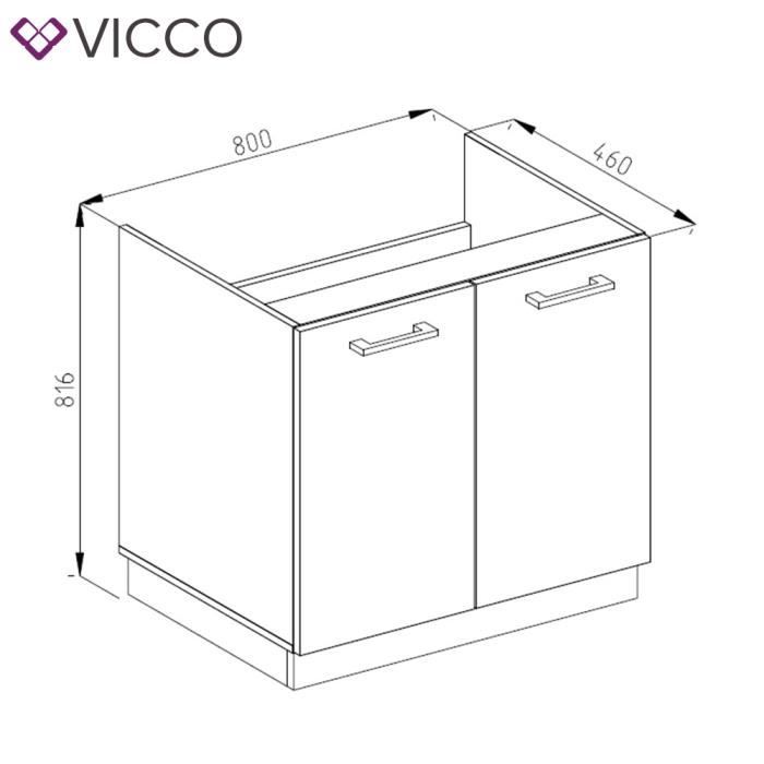 Meuble de cuisine VICCO - Meuble haut et bas - R-Line - Gris - 80 x 81,6 x  46 cm - Cdiscount Maison