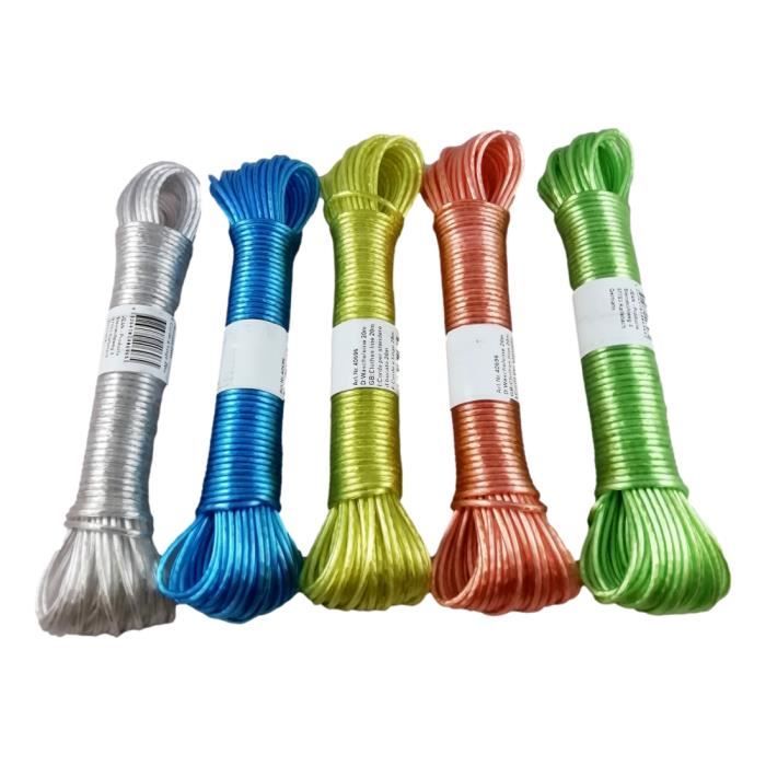 Corde à Linge 20 Mètres en PVC avec Renforcement Fil d'Acier 2,8 mm  Etendage - Cdiscount Maison