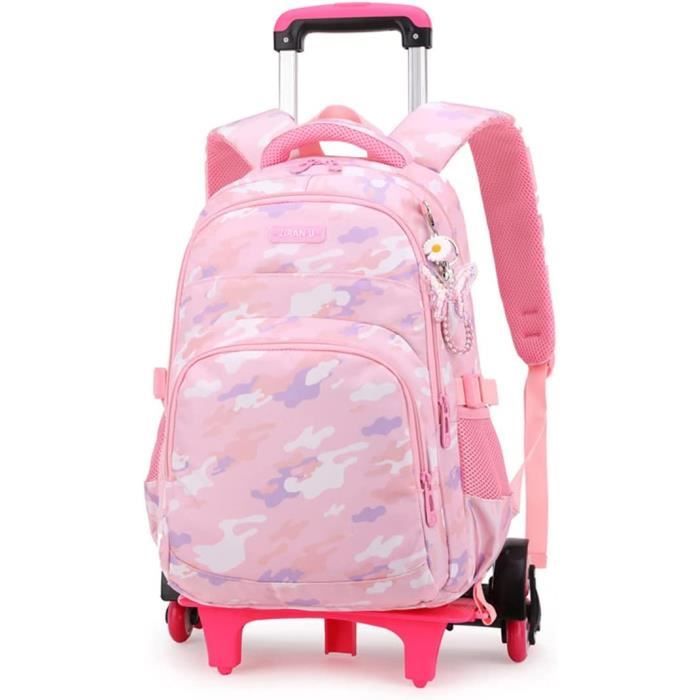 Cadeaux Fille Scolaire Trolley Bag Grand Dos Roulette Filles Sac