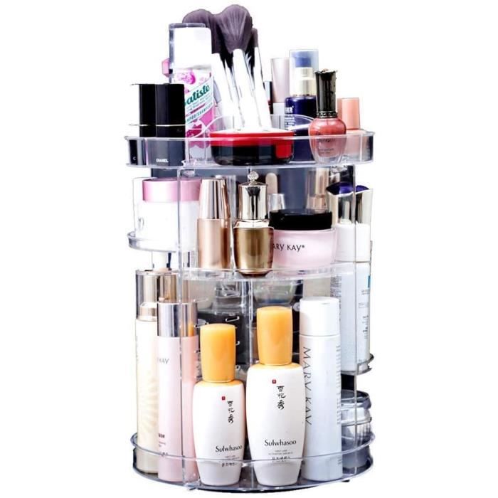 Generic Organisateur maquillage rangement cosmétique réglable rotative  transparent 360 à prix pas cher