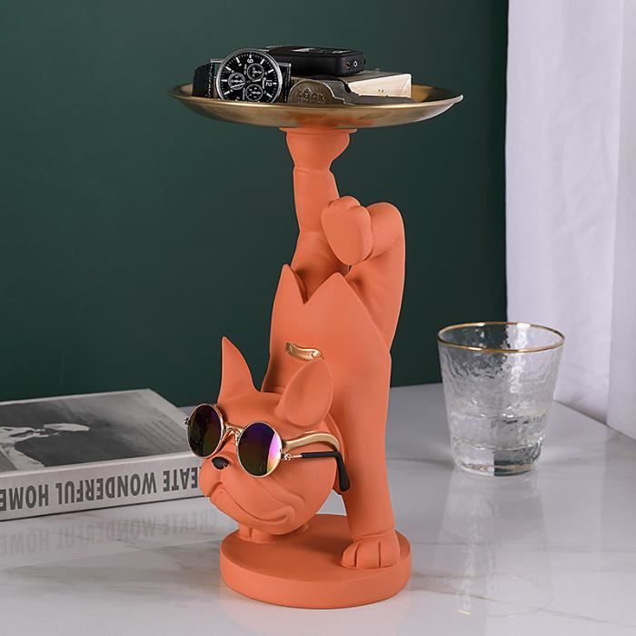 Plateau de rangement de bureau pour chien, Statue de chien, décoration