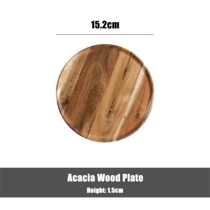 Assiette ronde en bois assiette en bois d'acacia n... – Grandado