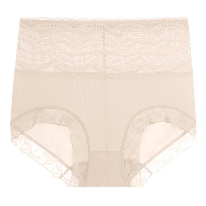 Culotte en dentelle Sexy pour sous vêtement taille haute sans couture en tissu grande taille s