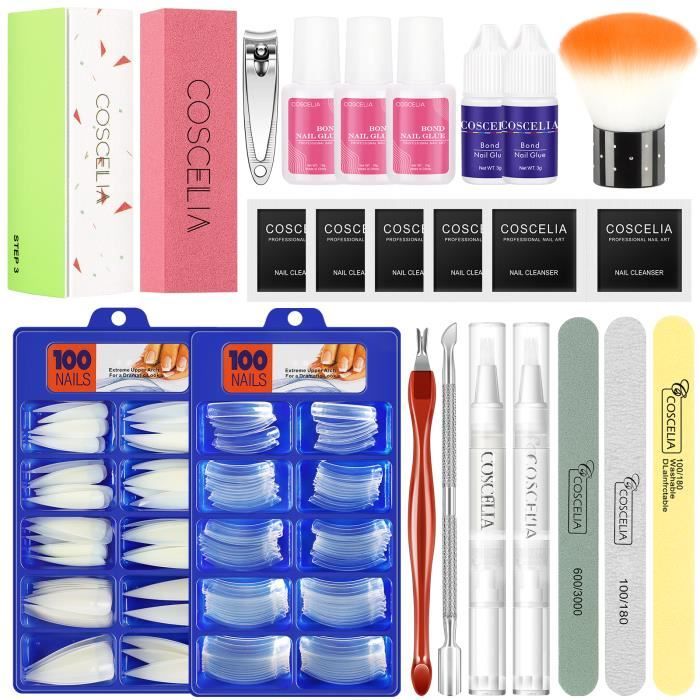 Kit Faux Ongles NAIL ART 12 Capsules French Rose Argent - Prêt à Poser Avec Colle