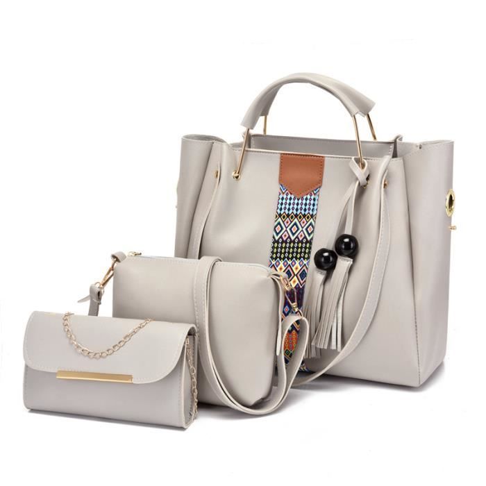 Sac à Main Femme Gris Pailleté - Cuir - Fermeture éclair - Neuf Sans étiquettes