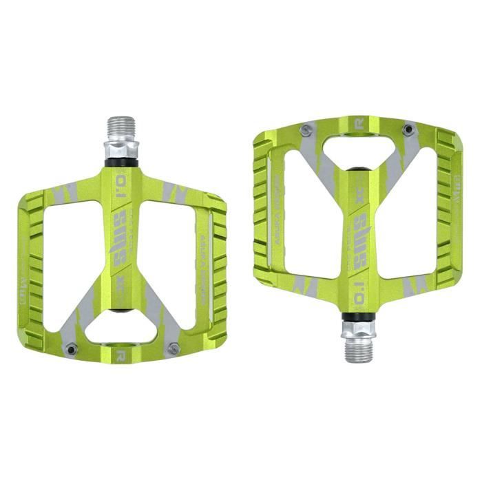 Pédale VTT en Alliage Aluminium Plate Forme-Vert - DAJUN - Mixte - Adulte - Garantie 2 ans