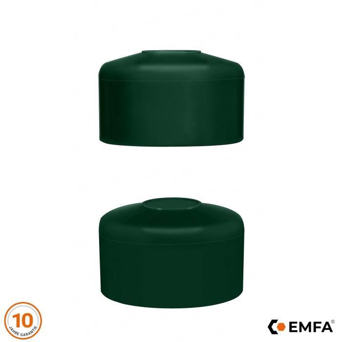 Capuchon pour poteau rond - Diamètre 2 1-2" - Vert - 10 pièces - Chapeau pour tuyau clôture - Embout rond EMFA ®