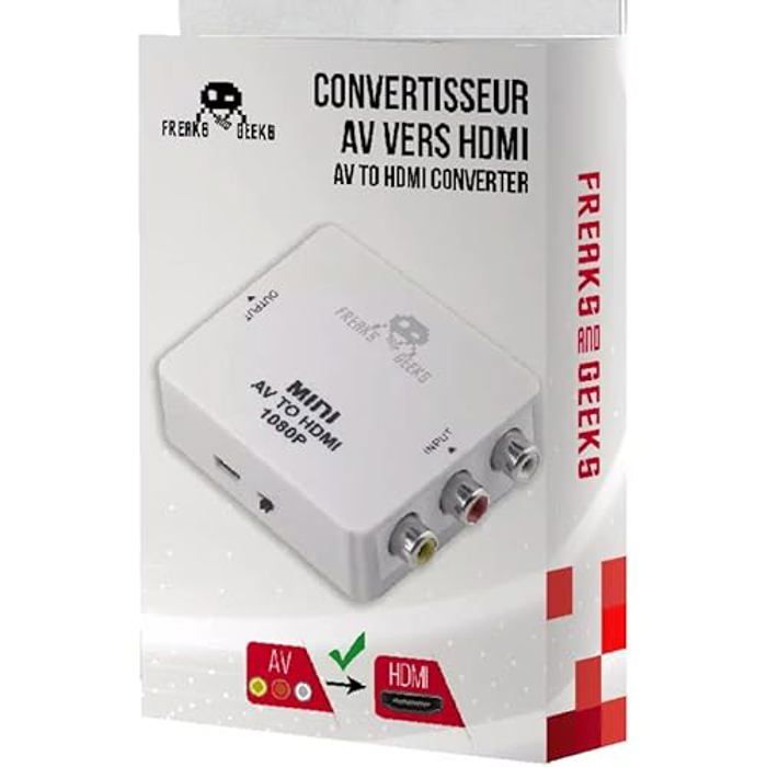 Convertisseur AV vers HDMI - FREAKS AND GEEKS - SNES MegaDrive Wii Game Cube - 720p/1080p - Blanc