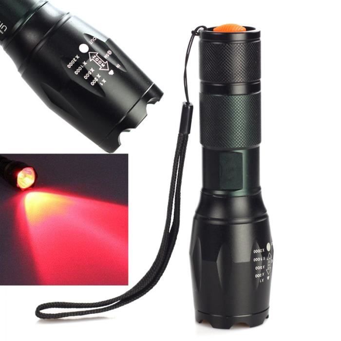 2 x Zoom Cree Lampe de poche Focus sur 100 m Portée D'éclairage 1 Support Rouge