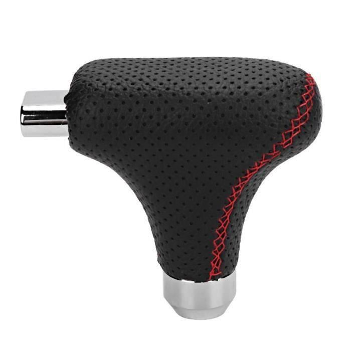 Temzzer Pommeau De Vitesse Alliage Aluminium + Cuir - Design Sportif Argenté Pour Voiture Manuelle Et Automatique