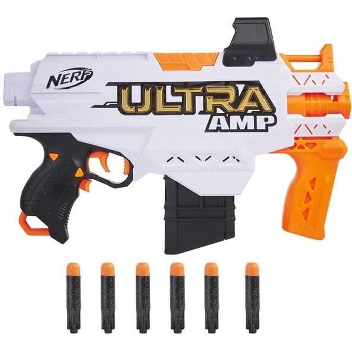 NERF - Ultra - Amp - Blaster motorisé - chargeur 6 fléchettes - 6 fléchettes - compatible uniquement avec fléchettes NERF - Ultra