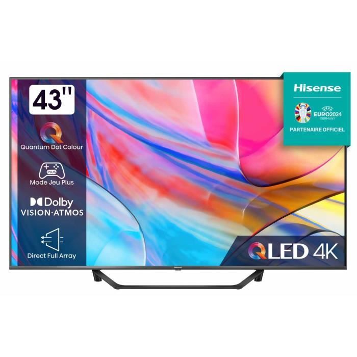 HISENSE 43A7KQ - TV QLED 43 (109 cm) - 4K UHD 3840x2160 - TV connecté Smart TV - 3xHDMI 2.0
