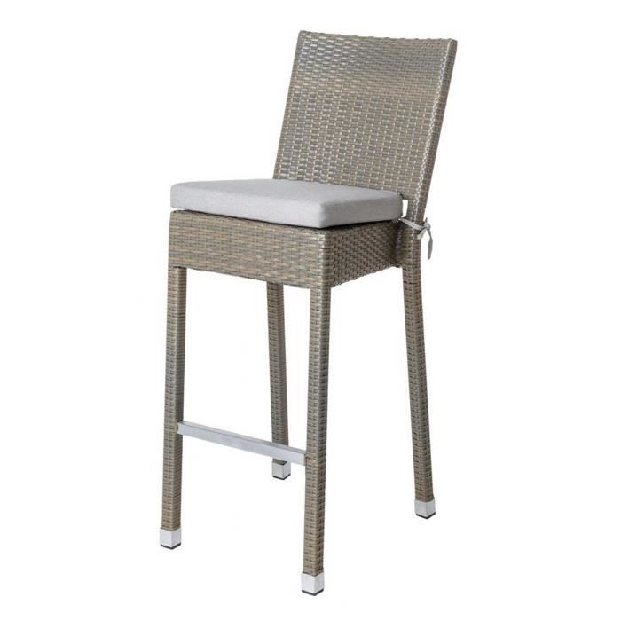 Chaise haute d'extérieur en rotin et aluminium Taupe 43.00 cm x 60.00
