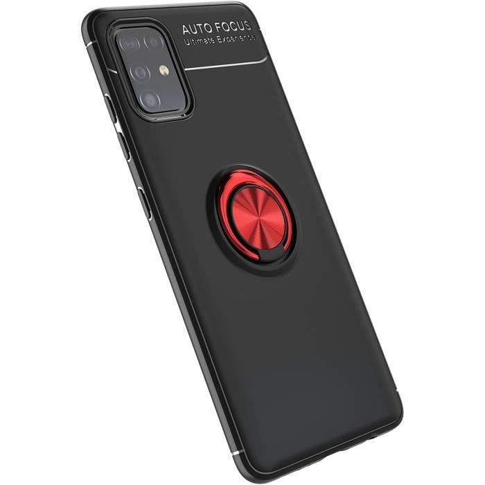LAGUI Coque Convient pour Samsung Galaxy A51 Flexible TPU Ultra Fine Aimants Support de Voiture Sp/écial Housse avec lanneau Or Rose+Noir