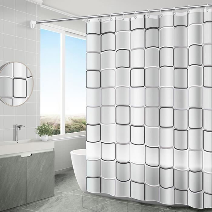 Rideau de douche résistant à la moisissure 180 x 200 cm, rideau de
