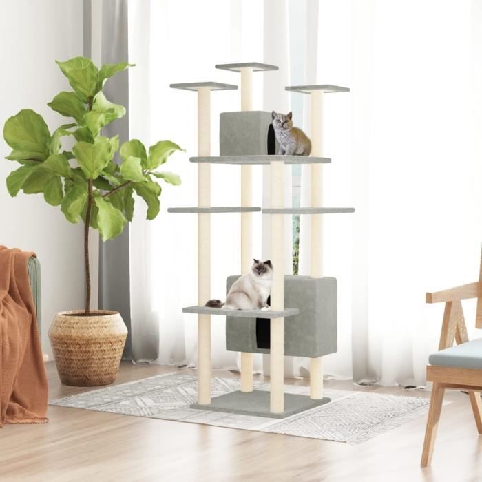 Comparer les prix de Arbre à chat avec griffoirs en sisal Gris clair 162 cm Mothinessto LY2605