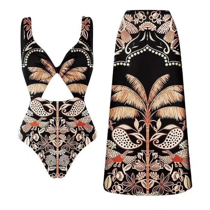 Maillot De Bain 2 Pièces Femme Y2K - Bordure Dentelle Et Nœud Devant - Bleu Foncé - Taille S à XL