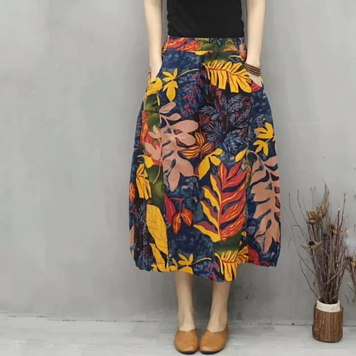 Jupe Longue Femme élégante - Taille Haute élastique - Style A-line - Polyester-élasthanne - Pour Soirée Ou Décontracté