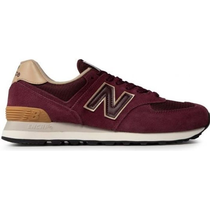 Sneakers NEW BALANCE bordeaux Cuir Homme Plat Rouge Cdiscount Chaussures