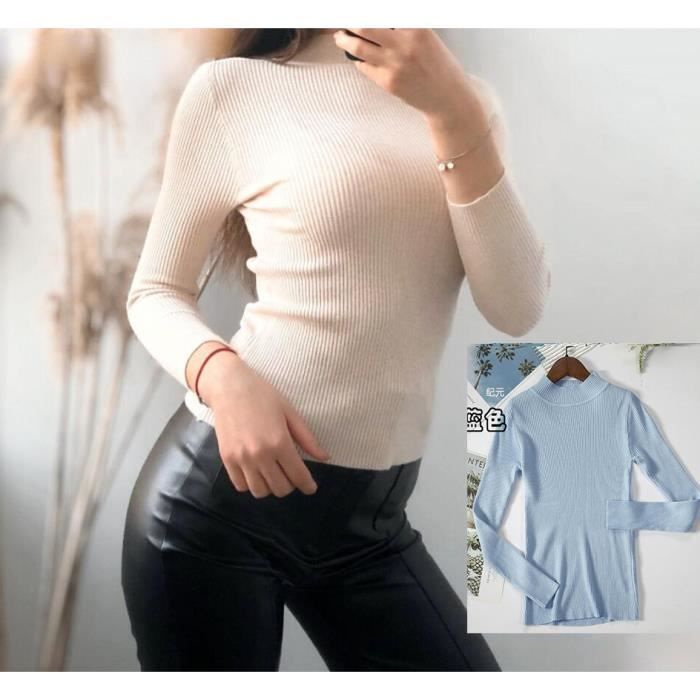 semaines livrées)Automne Hiver Basique Col Roulé Tricot