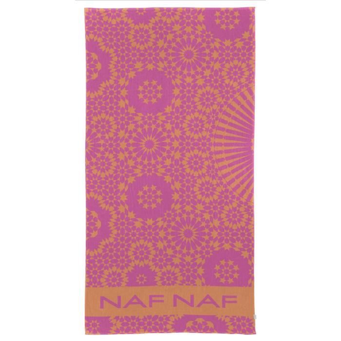 Naf Naf Drap De Plage Bahia 100 Coton Rose 80 X 160 Cm
