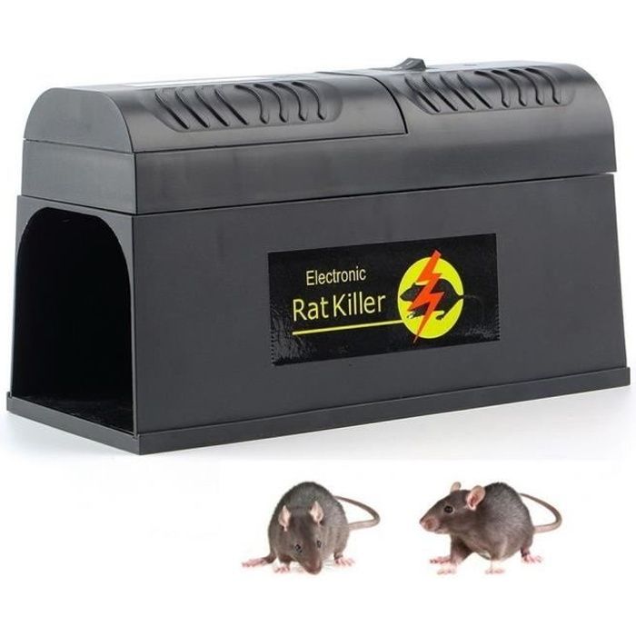 Piège à Souris électrique ADOGO 1800V - Réutilisable, Avec Boîte à Appât, Alimentation USB/piles - Pour Maison, Garage, Jardin