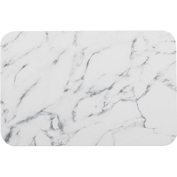Tapis De Robinet Morbuy Diatomite | 14x60cm | Blanc Marbré | Absorbant Et Antidérapant | Pour Évier