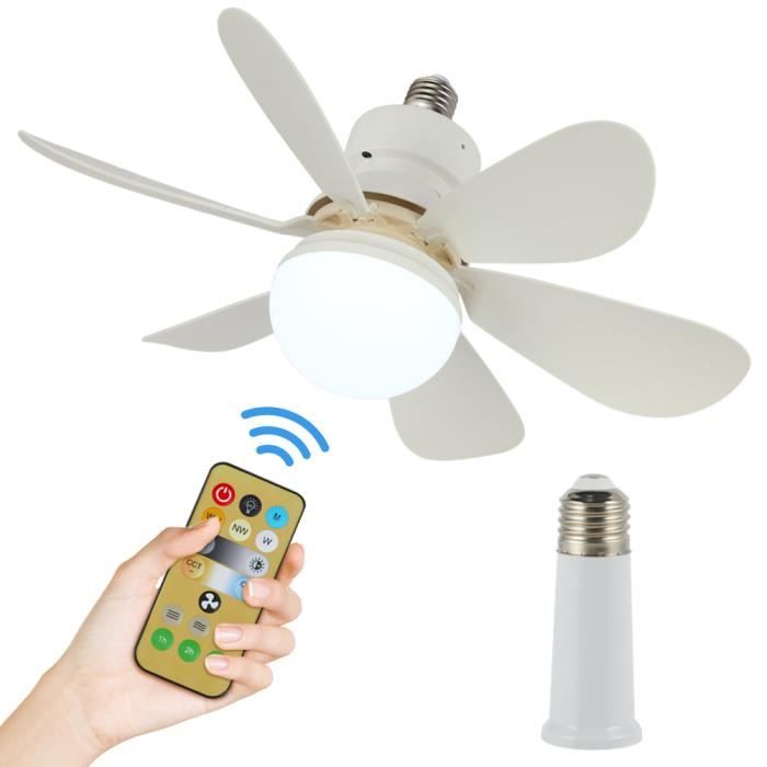 Ventilateur de plafond - ROLEADER - E27 Dimmable - 40W - 3 vitesses - Blanc chaud - Roleader