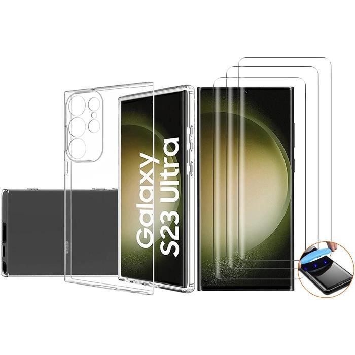 Compatible Samsung Galaxy S23 Ultra 5G Coque Résistante Transparente et 3 Films Protections écran Verre trempé incurvé 3D - vue 10