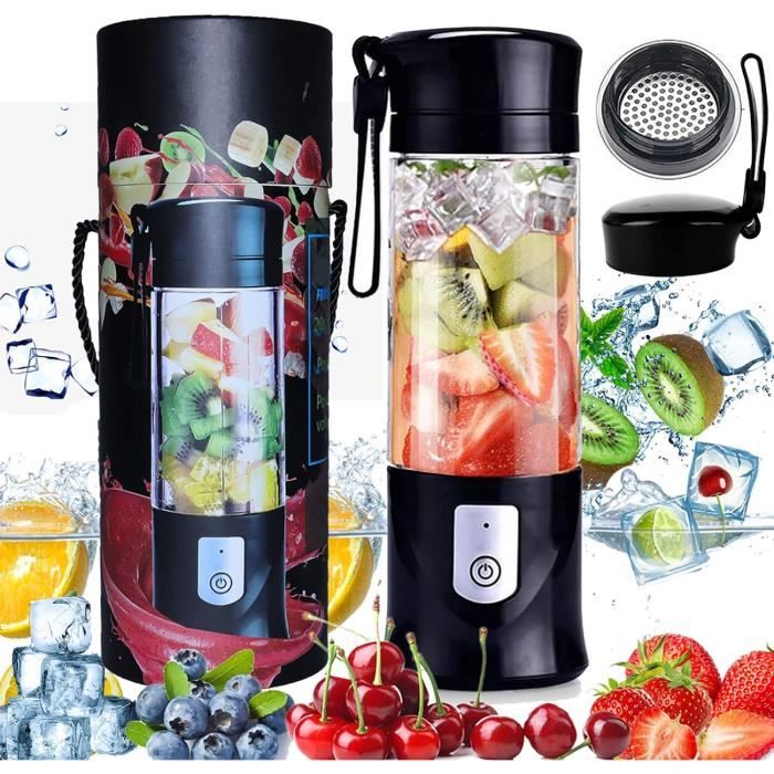 Portable Mixeur Des Fruits, Mini Blender USB Pour Smoothie,Milk-shake,Jus De Fruits,Blender Portable 500ml 6 Lames Pour Sport Et Voyage,Sans BPA,Rose