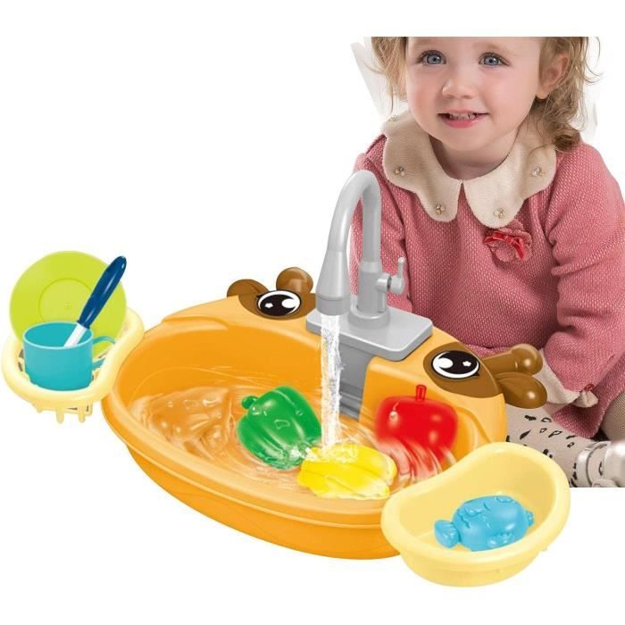 Évier De Jeu Avec Eau Courante Et Table à Eau Pour Enfants - 12 Modes, ABS Bleu, Moteur électrique, Dès 3 Ans